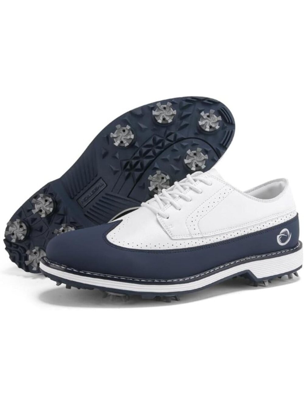 Men's Blue Spikes Classic Golf Footwear Walking Sneakers Golfers Golf Shoes